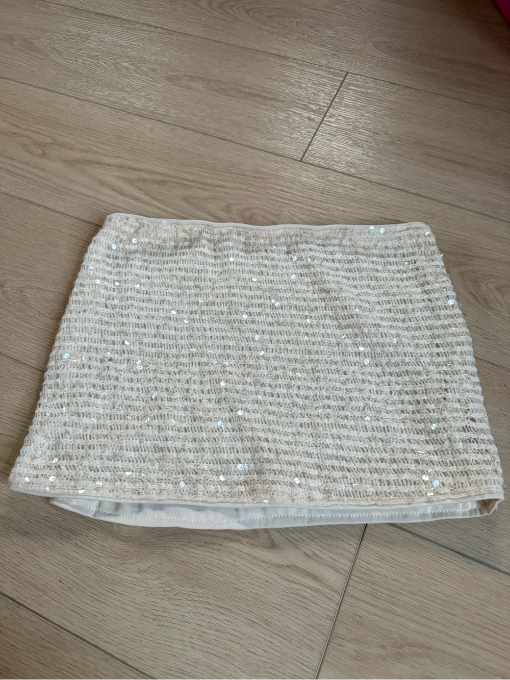 Off white sequin skirt